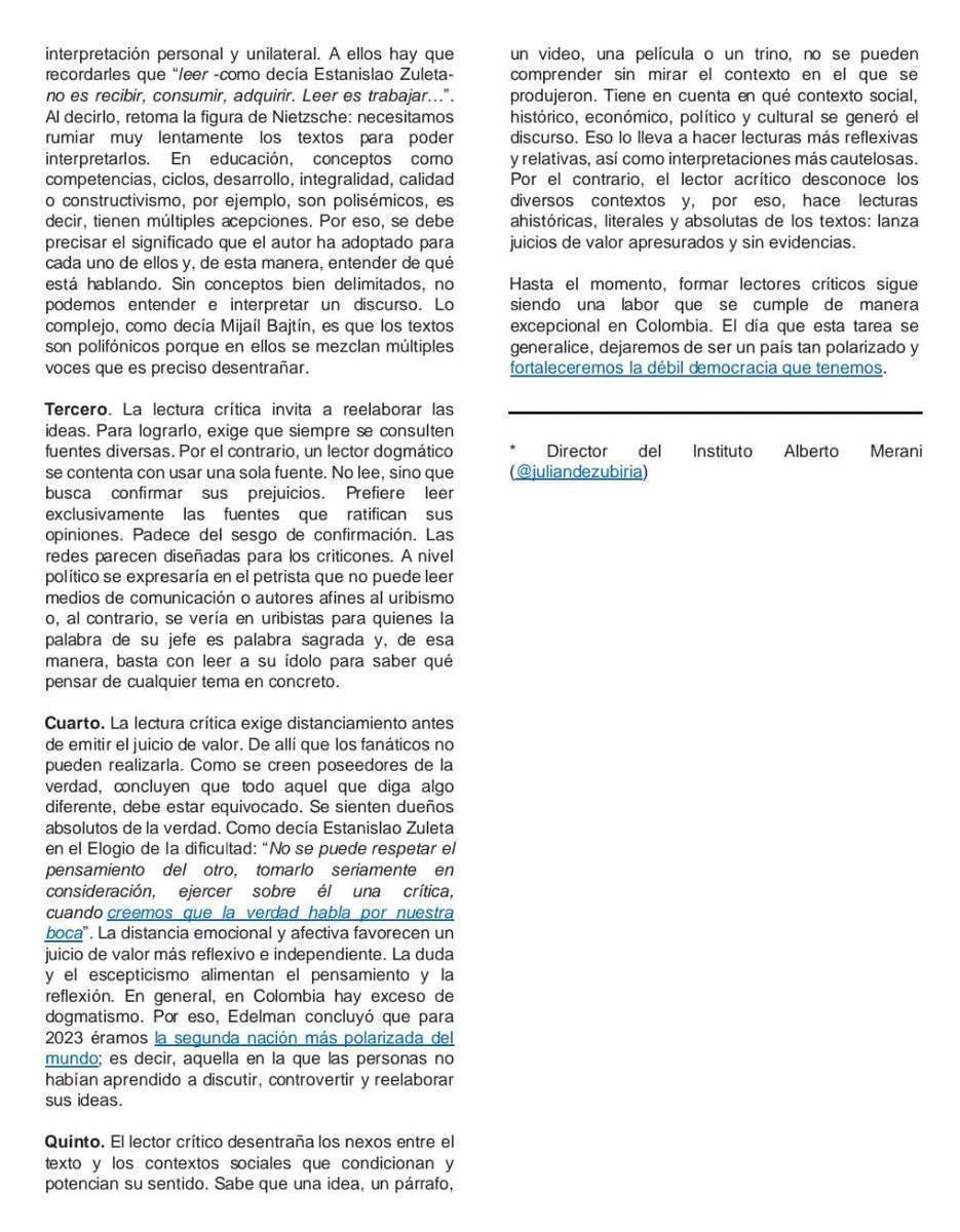 virginiog's tweet photo. Leer críticamente, verificar fuentes o cuestionar suposiciones es crucial en una sociedad con una IA con sesgos/alucinaciones y una sobrecarga de información con desinformación dónde es difícil separar hechos de ficción

Pero ¿Qué es leer críticamente?
@juliandezubiria https://t.co/LilQBYyBj6