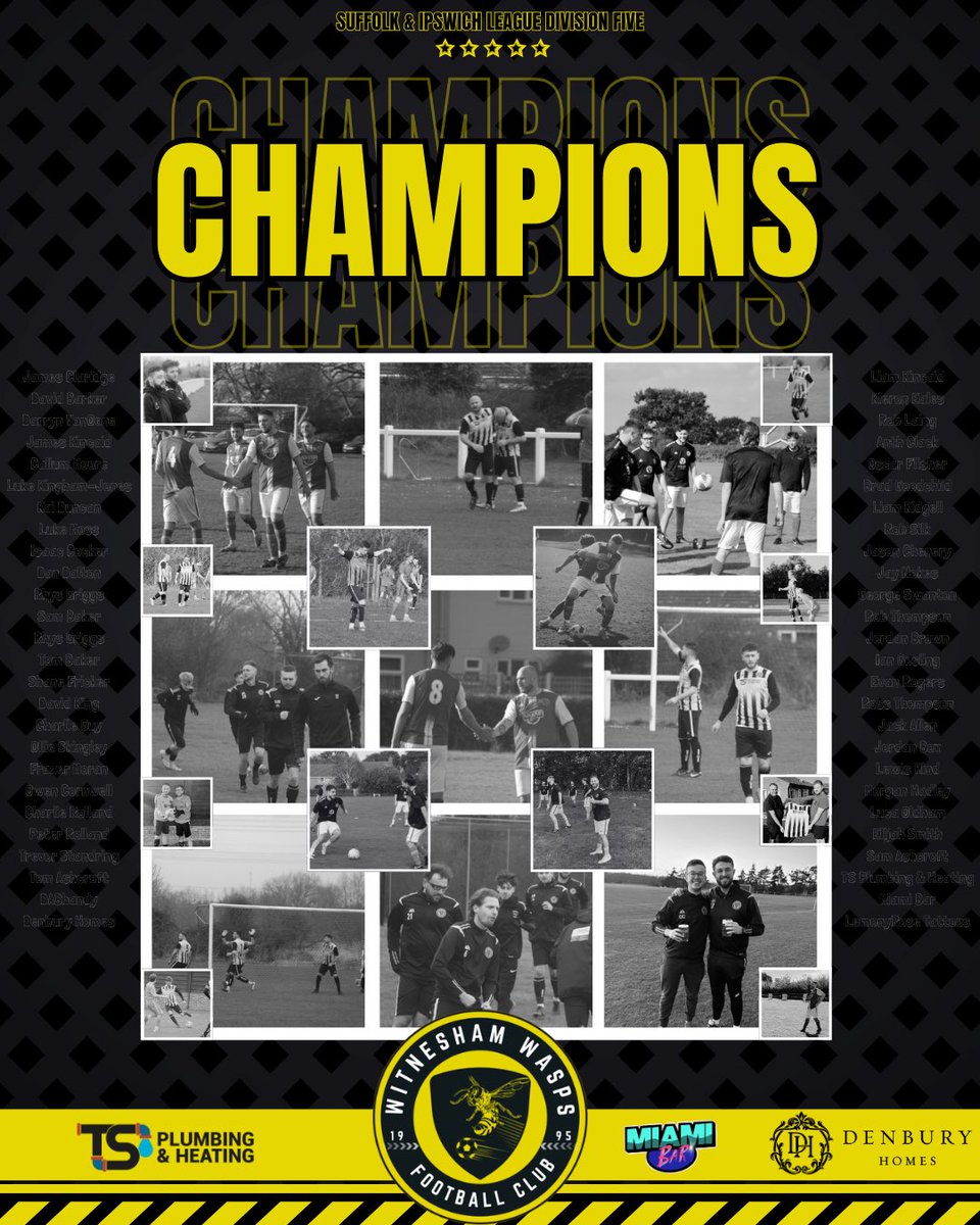 DIV 5 WINNERS 🏆

For the 1st time in club history, the wasps have won a league title in the SIL 🙌 

To win a league at any level is a fantastic achievement so congratulations to all involved and to all those that supported us on our first season back in the SIL.

#UpTheWasps🐝