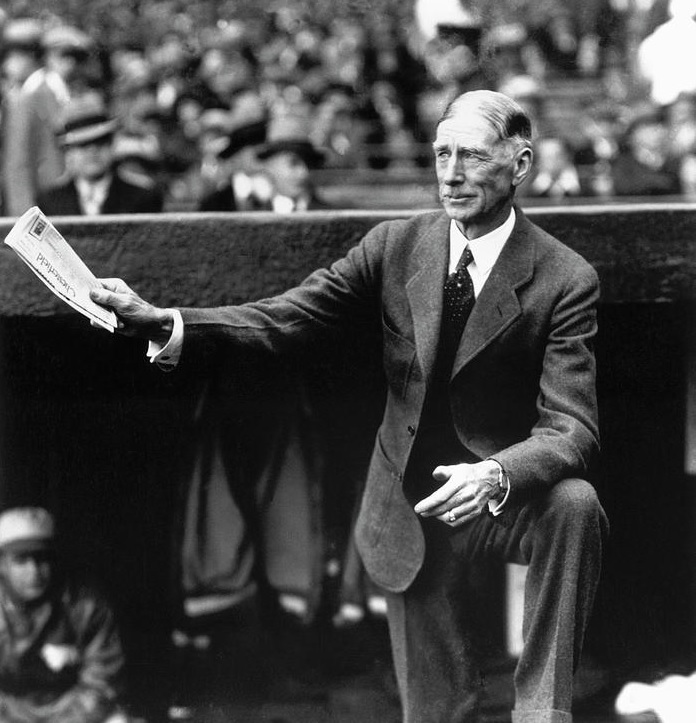 BaseballFact's tweet image. Connie Mack managed the Athletics from 1901-1950 and wore a suit during games.