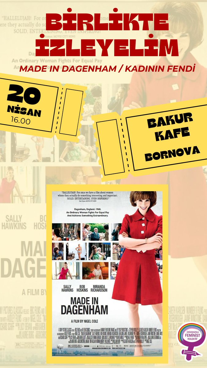 📍İzmir

Üniversiteli feministler film gösteriminde buluşuyor!

1 Mayıs'a giderken hep birlikte Kadının Fendi'ni izliyor, ardından üstüne konuşuyoruz.

Sen de bize katılmak istersen tek yapman gereken formu doldurmak! 💜👇
docs.google.com/forms/d/11IoMW…