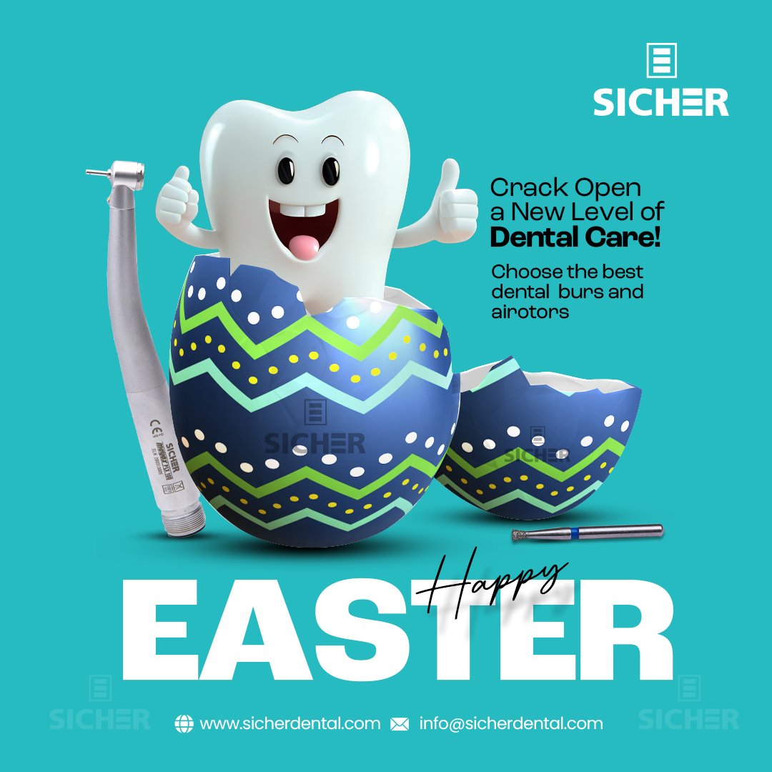 Wishing you a joyful and healthy Easter from all of us at Sicher Dental! #SicherUK  #sicherdental #sicherburs #sicherairturbines  #dxsicher #sicherdentalgermany #sicherdentalindia #SicherAfrica #SicherdentalUAE #sicherdx #sicherdentalmea #sicherdentalbangladesh #SicherUSA #sicher