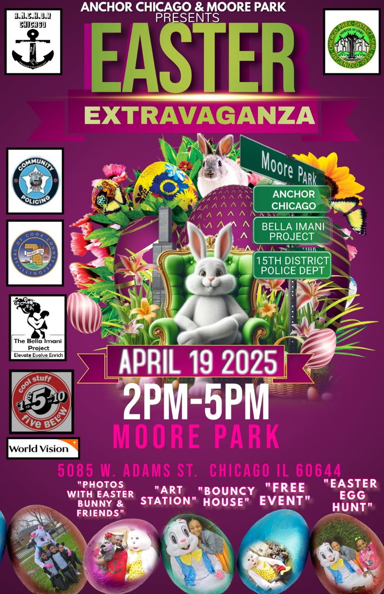 Today in Austin at 2:00-5:00pm , Anchor Chicago and Moore Park presents an Easter Extravaganza at  Moore Park located at 5085 w Adams st.  #AustinToday015 #communitystrong #ChicagoPD #thatsjust15thcpd