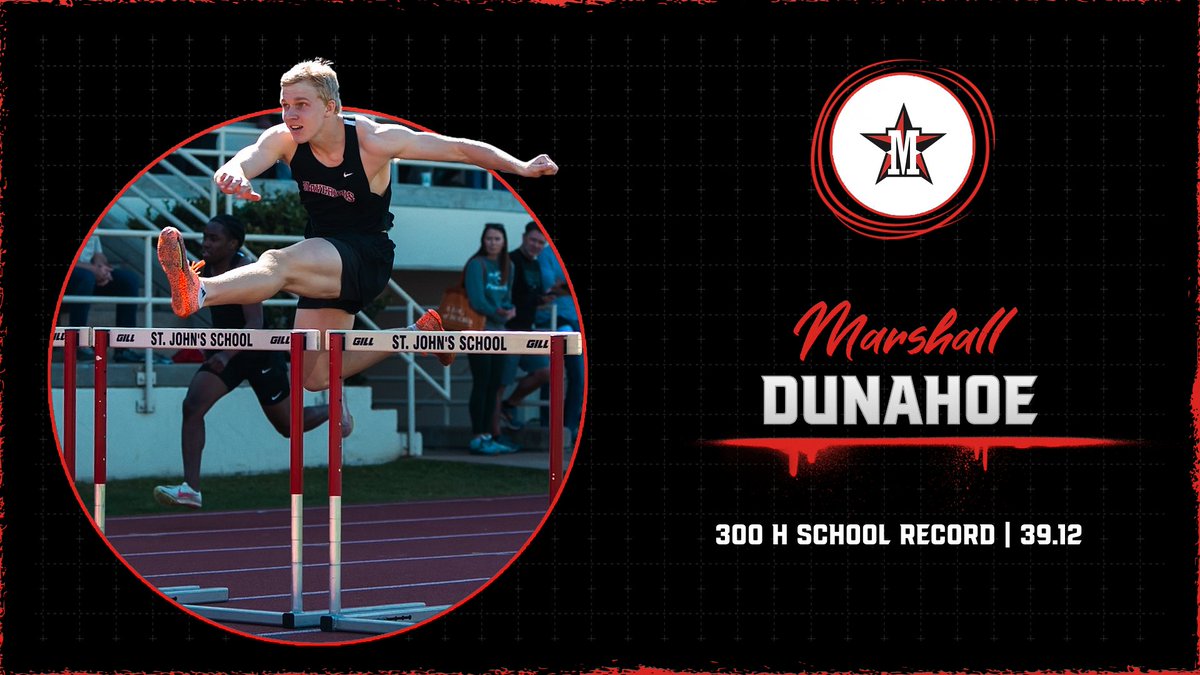 NEW RECORD! Marshall Dunahoe breaks the St. John's School Record in the 300 Meter Hurdles with a time of 39.12! The previous record was held by Sam Jamison with a time of 39.35. #GoMavs
