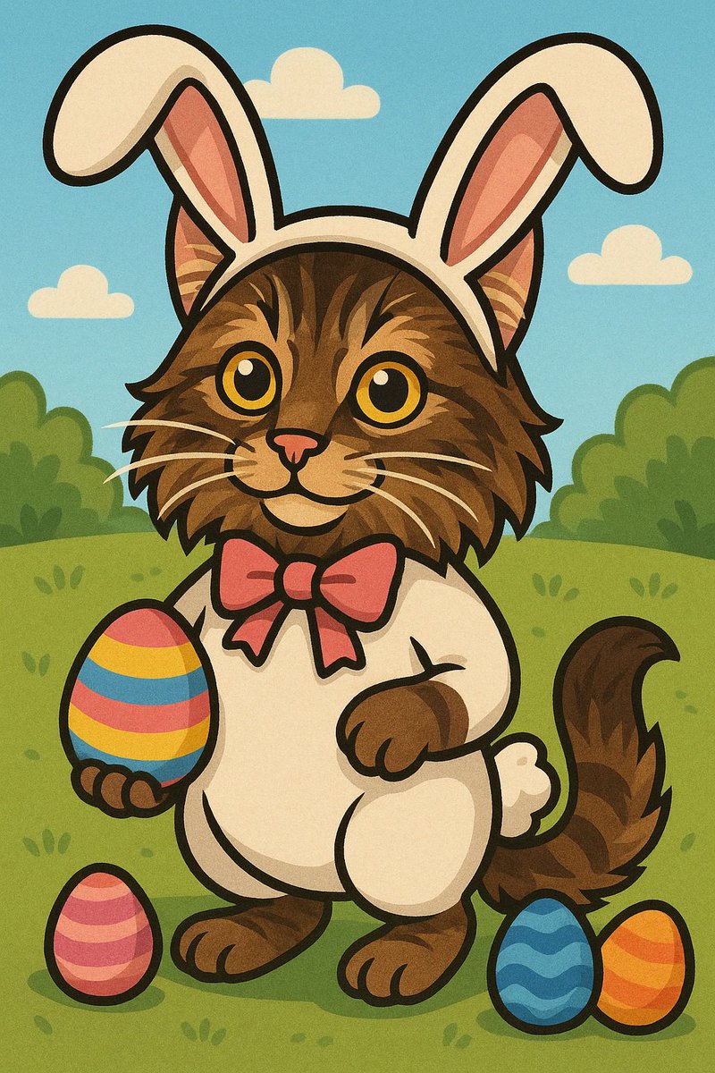 Happy Caturday I’m the Easter bunny!!! 🐣🐣🧆🧆🐰🐰#Caturday #CatsOfTwitter #CatsofX #Easter2025