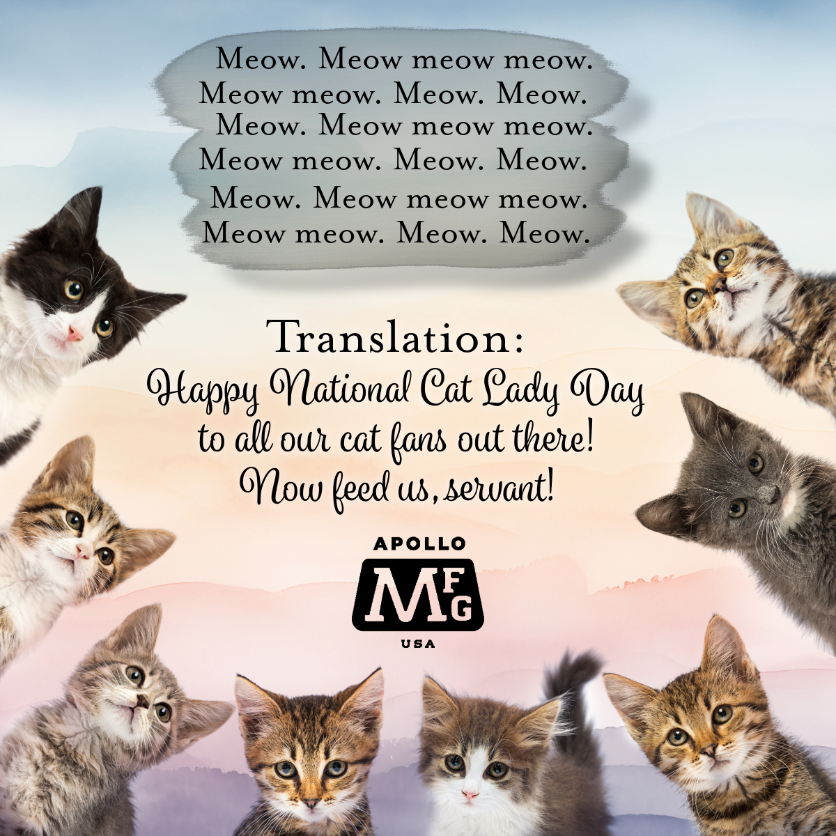 apollo_mfg's tweet photo. 🐱 Meow meow, it's National Cat Lady Day! 🐱 Join us in celebrating all the purr-fect cat fans out there! 😸 At Apollo MFG, we're feline the love—check out our cat gobos to light up your world with kitty vibes! ✨ #ApolloMFG #NationalCatLadyDay #CatLovers https://t.co/FznB9ahRi4
