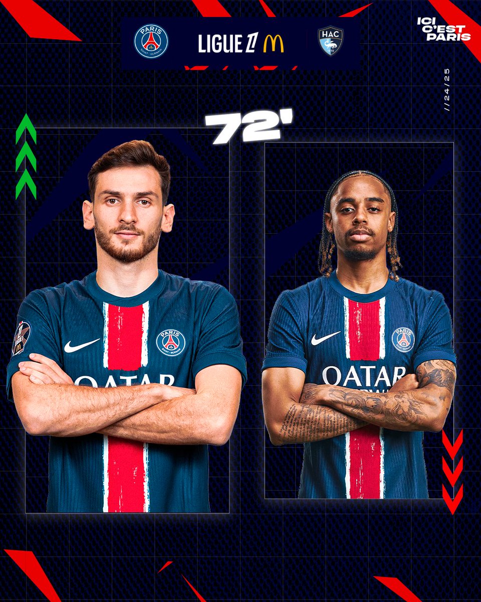 PSG_inside's tweet image. ⏱️ 72&apos; - Changements ! ↔️ 

#PSGHAC (2-1)
