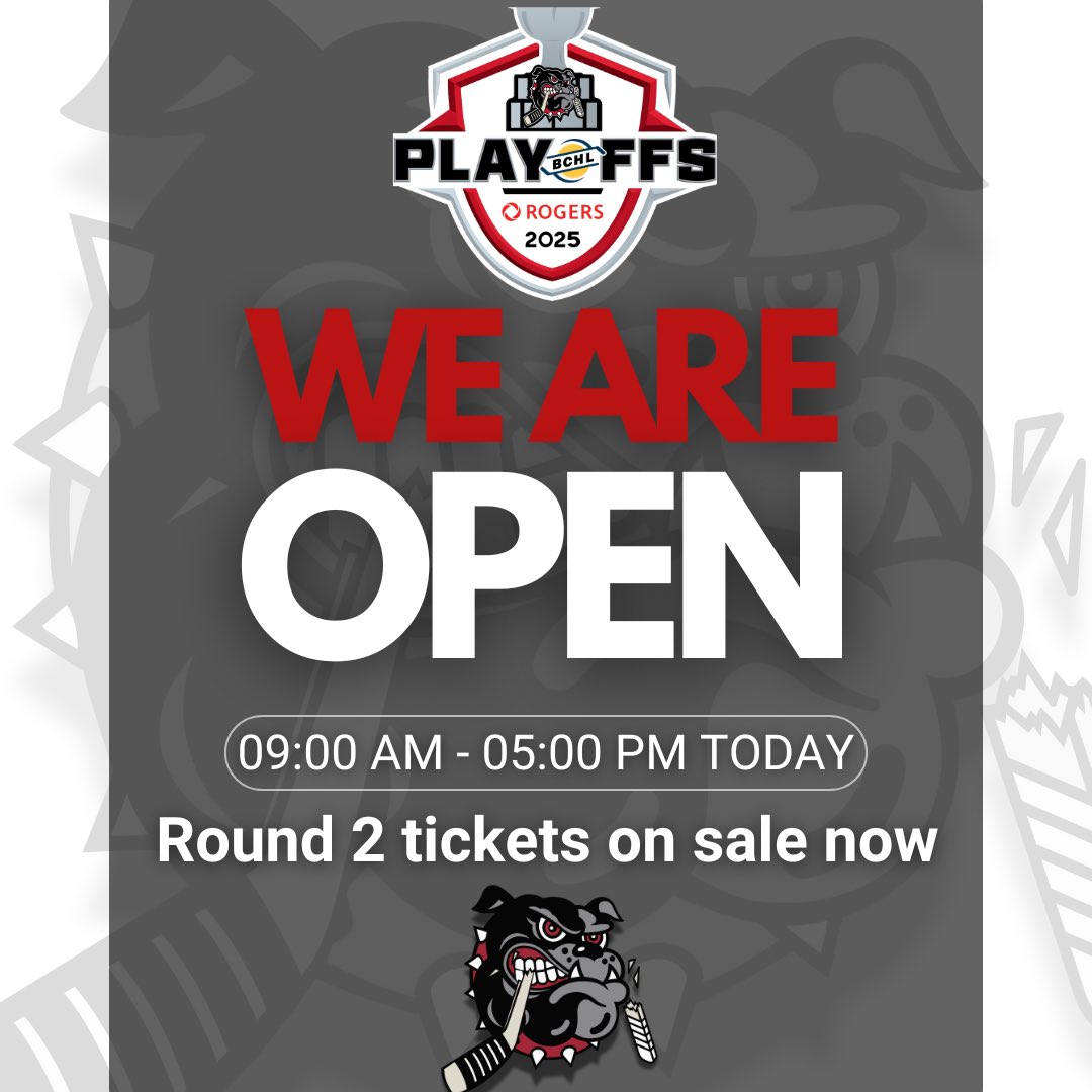 AVBulldogs's tweet photo. Happy Saturday! Ice or no ice, we are OPEN today at the Multiplex!
Coming to Nanaimo next Tuesday and Wednesday? Come see us today to get your tickets! #bulldogshockey #hockeyvalley #rallythevalley #fillthefrank #TD23 https://t.co/nYTDWZbcww