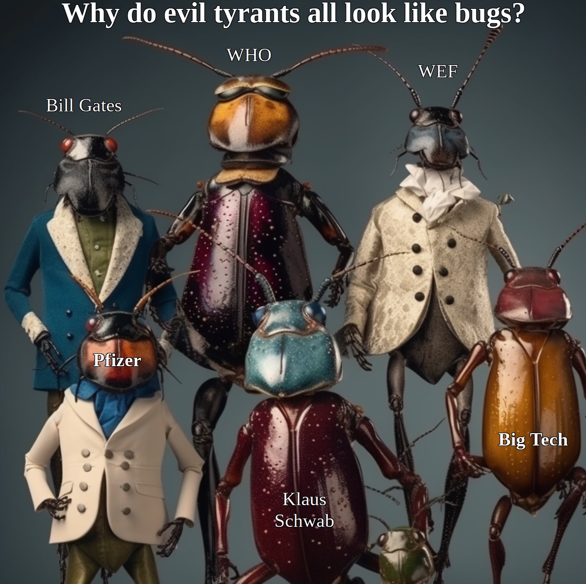 EagleWings3578's tweet photo. @LightBringer411 @truthtomeCh Hahaha... #BugOffWEF We don't want your stinkin' real ID or your implants, or your bugs, or your yucky globalist plans. We've learned. https://t.co/o0DxYzM9Df