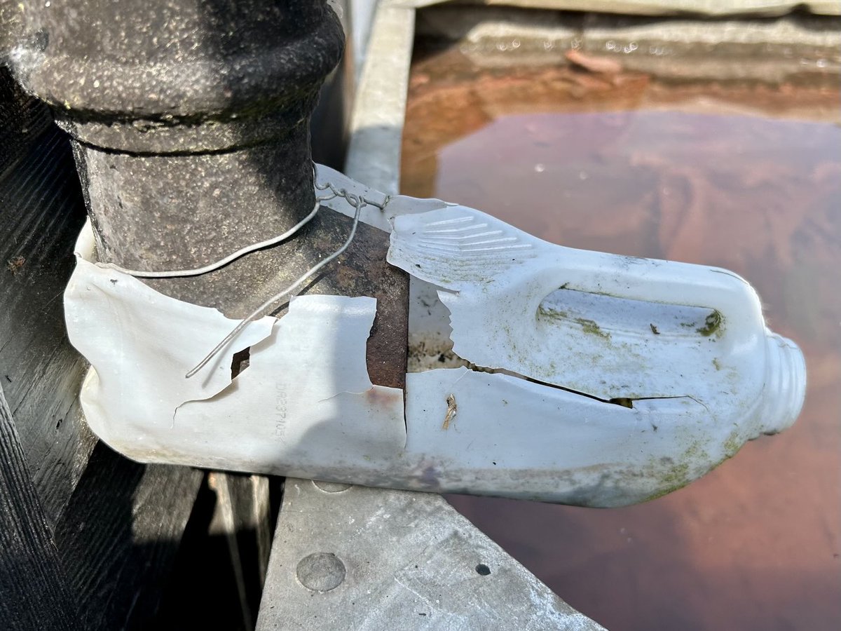 Ingenious use of a plastic milk bottle to aid the drainage. #EarlSoham #Suffolk