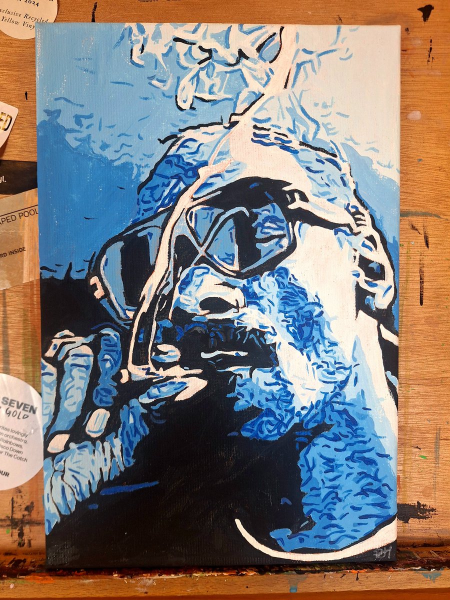 Now finished. An experiment with monochrome #painting #paint #art #portrait #blue #monochrome #SnoopDogg #snoop #original #colour