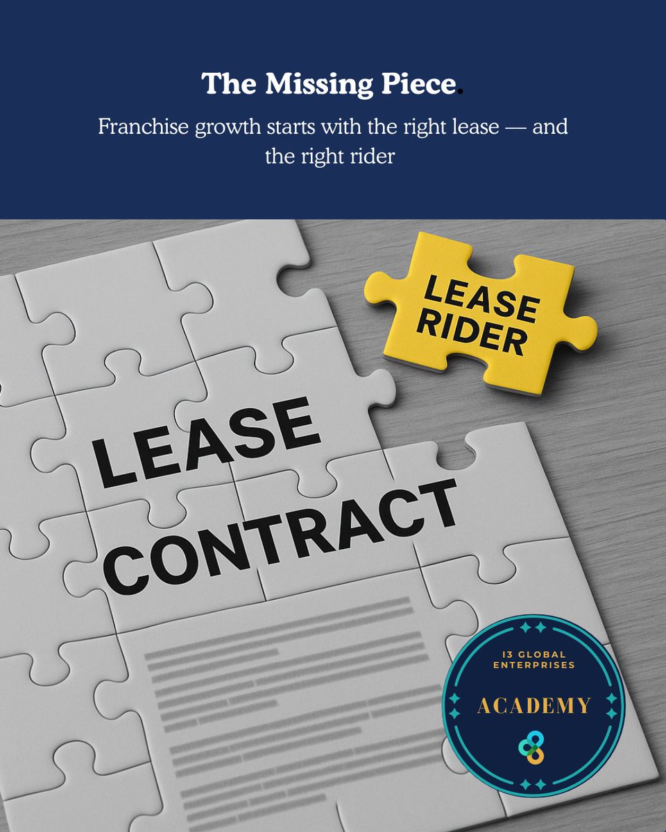i3Resources's tweet photo. You’re almost there. Great spot, lease in hand, but don’t forget the lease rider. It might not be the first thing you think about, but it can make or break your franchise’s long-term success. 
Read more: https://t.co/w0sC2W2XNM https://t.co/8W20bTWzk8