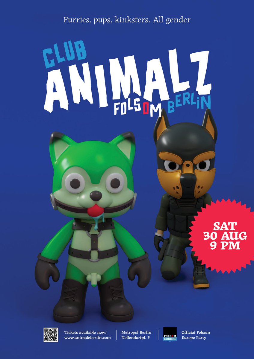 Are you being a #Animalz this year at #FolsomEurope?!

Join us for the official #Folsom party for furs, pups, kinksters....

animalzberlin.com