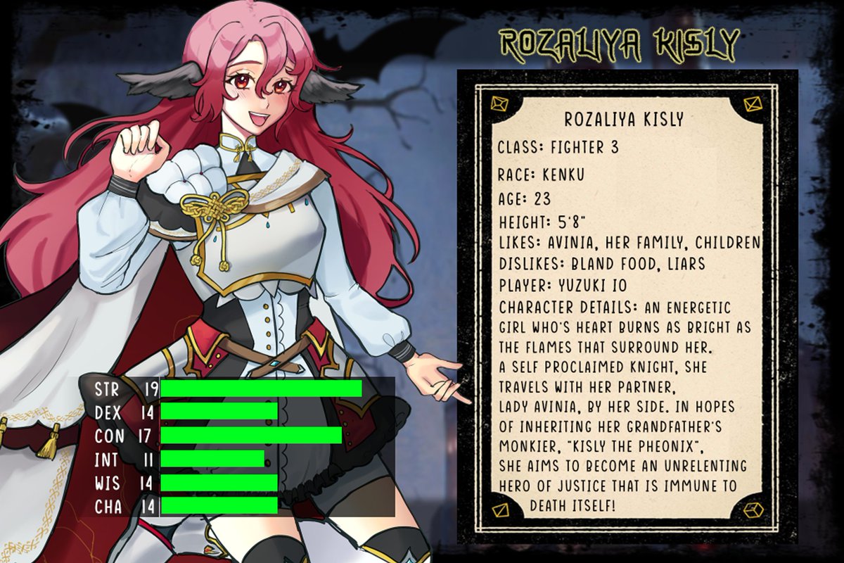 On April 26th, Saturday we'll be debuting our Curse of Strahd D&amp;D campaign on twitch.tv/zeroxpofficial at 2 PM EST / 12 PM MST

To get you all hyped up we'll introduce our players! First up is the fiery swordswoman, Rozaliya Kisly who is played by <a href="/yuzuki_io/">🐇Yuzuki Io🌙</a>! #dnd5e #curseofstrahd