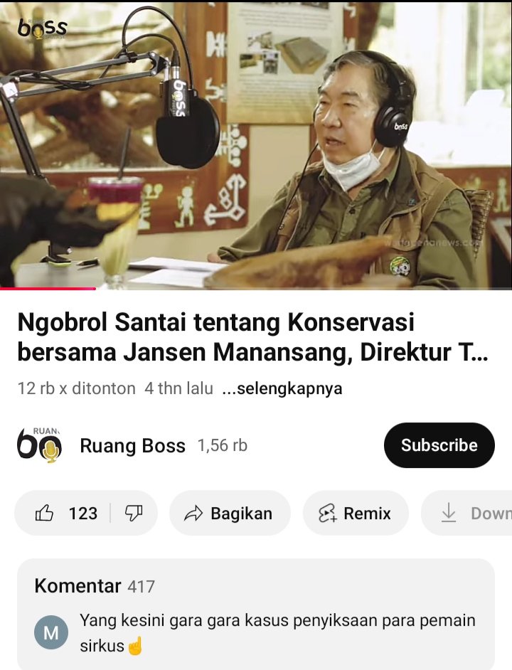 Podcast Jansen manansang. 
Salah satu pendiri oci (Oriental Circus Indonesia) dan juga pemilik Taman Safari Indonesia. 
Secara tiba² podcast itu dibanjiri para netizen yang menyesalkan perbuatannya terhadap pemain circus oci. 
#TSI