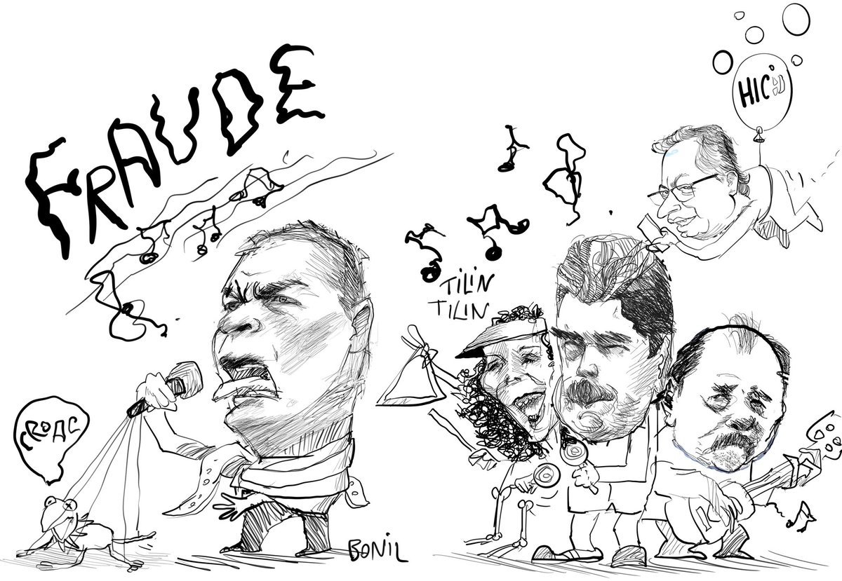 bonilcaricatura's tweet photo. Una canción desentonada que solo la Correan unos inescrupulosos. Sed de poder, sed de venganza. 
#Correa https://t.co/T3mJkp3PNz