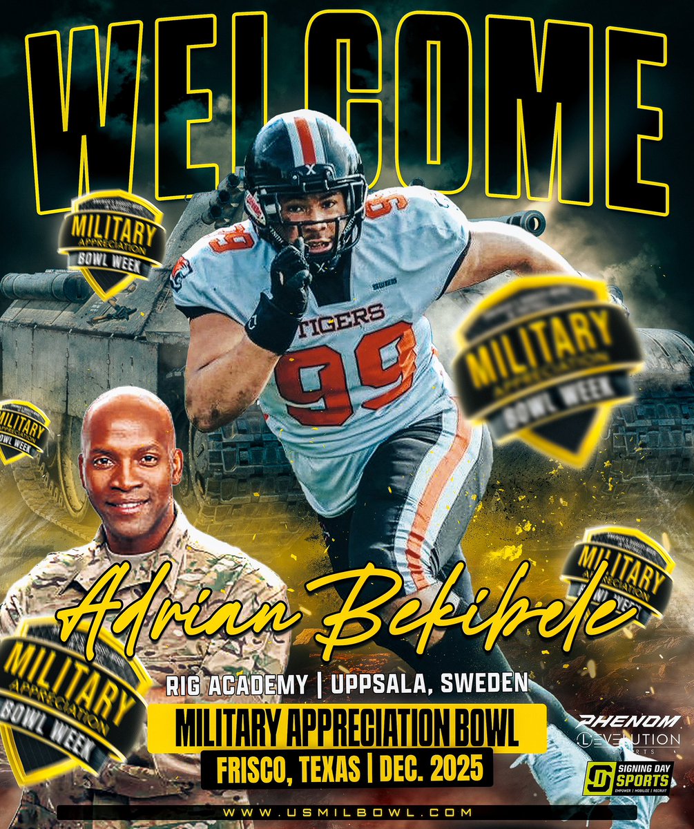 RIG Football (@rigfootball) on Twitter photo Vi gratulerar <a href="/AdrianBekibele/">3🌟Adrian Bekibele</a> som är uttagen till Military Appreciation Bowl som går av stapeln i december.
Stort grattis Adrian! Vi gratulerar <a href="/AdrianBekibele/">3🌟Adrian Bekibele</a> som är uttagen till Military Appreciation Bowl som går av stapeln i december.
Stort grattis Adrian!
