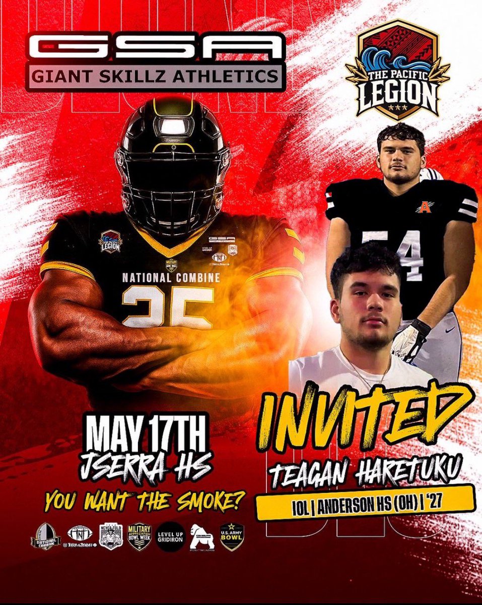 Teagan_Haretuku (@teaganharetuku) on Twitter photo Thanks for the invite <a href="/giant_skillz/">Giant Skillz Athletics</a> and <a href="/USArmyBowl/">Military Appreciation Bowl Week</a>. I look forward to competing against the countrys best!
<a href="/giant_skillz/">Giant Skillz Athletics</a>
<a href="/USArmyBowl/">Military Appreciation Bowl Week</a>
<a href="/joeray36/">Joe Ray</a>
<a href="/CoachTonyTNT/">CoachTonyTNT</a>
<a href="/VictorUnga/">Vic Unga-Team Never Fold</a>
<a href="/CoachEvanDreyer/">Evan Dreyer</a> Thanks for the invite <a href="/giant_skillz/">Giant Skillz Athletics</a> and <a href="/USArmyBowl/">Military Appreciation Bowl Week</a>. I look forward to competing against the countrys best!
<a href="/giant_skillz/">Giant Skillz Athletics</a>
<a href="/USArmyBowl/">Military Appreciation Bowl Week</a>
<a href="/joeray36/">Joe Ray</a>
<a href="/CoachTonyTNT/">CoachTonyTNT</a>
<a href="/VictorUnga/">Vic Unga-Team Never Fold</a>
<a href="/CoachEvanDreyer/">Evan Dreyer</a>