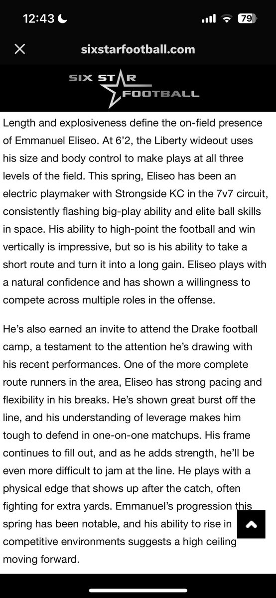 Emanuel Eliseo (@emanuel_eliseo1) on Twitter photo Thank you <a href="/sixstarfootball/">Six Star Football | PLUS+</a> for the write up. <a href="/JPRockMO/">JP Rock</a> <a href="/WOWKCfootball/">WOWKC</a> <a href="/PrepRedzoneMO/">Prep Redzone Missouri</a> Thank you <a href="/sixstarfootball/">Six Star Football | PLUS+</a> for the write up. <a href="/JPRockMO/">JP Rock</a> <a href="/WOWKCfootball/">WOWKC</a> <a href="/PrepRedzoneMO/">Prep Redzone Missouri</a>
