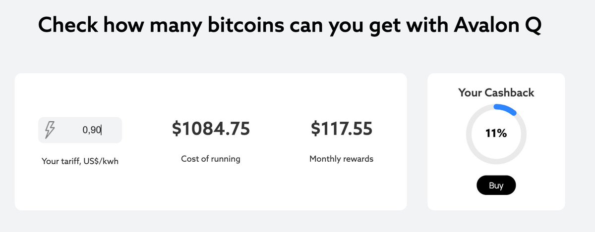 AkiAfroo's tweet photo. @canaanio a Nice fake calculator, the rewards are fixed even if you pay 50 usd per kw/h  xD https://t.co/kq6F34RYml