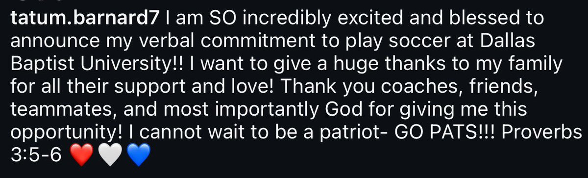 Tatum_Barnard7's tweet photo. @DBUWomensSoccer 
God is good! SO EXCITED!! GO PATS!! https://t.co/cLfooDhQxB