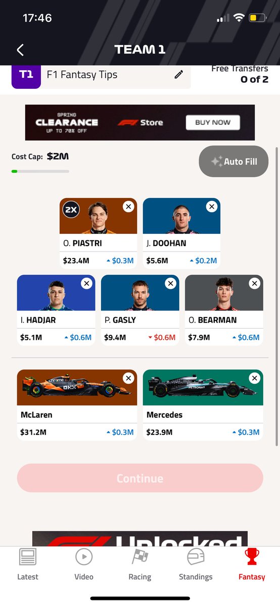Massive blunder on my part 🤣

Ocon out, Bearman back in. Arguably waste of a transfer there. Blame the hangover 🤕