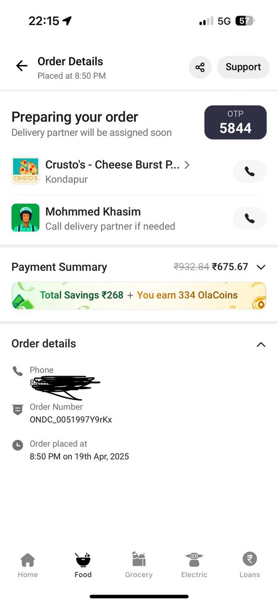 garg_seth's tweet photo. @ola_supports I ordered food on ola app… No support been provided. Delivery partner’s phone is switched off. Restaurant is not picking call. We want our refund https://t.co/XWJRZ6wG9H