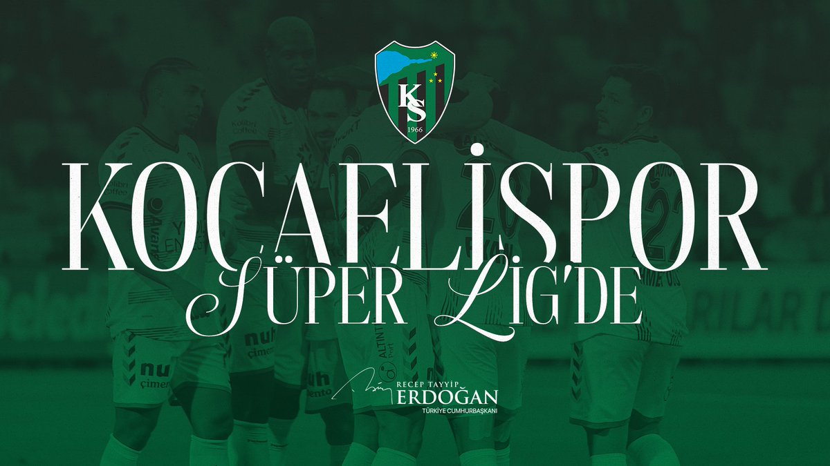 16 yılın ardından yeniden Süper Lig’e yükselen Kocaelispor’u ve taraftarıyla birlikte tüm <a href="/Kocaelispor/">Kocaelispor</a> camiasını yürekten tebrik ediyorum.

Kocaelili tüm vatandaşlarıma selam ve muhabbetlerimi iletiyorum.