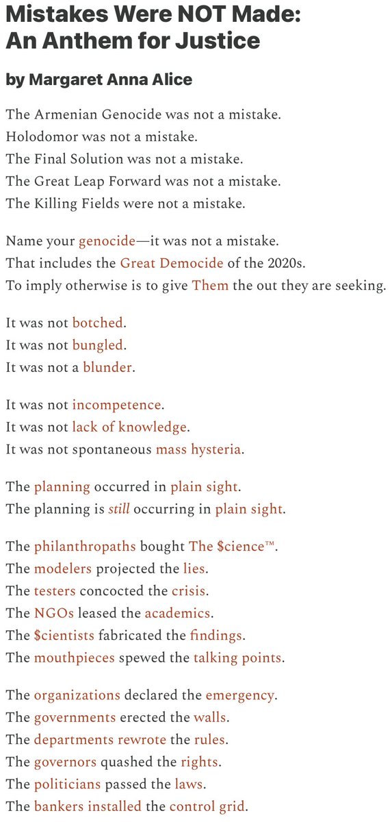 BobK_77's tweet photo. @boriquagato Also Helping Others To Remember:
A 70-line poem—most keywords link to reference.
`Mistakes Were NOT Made: An Anthem for Justice`
by Margaret Anna Alice — JAN 01, 2023
#MistakesWereNOTMade
https://t.co/KA0HGDk9JA
... Name your genocide—it was not a mistake.
That includes ... https://t.co/lcMKR0IWE6