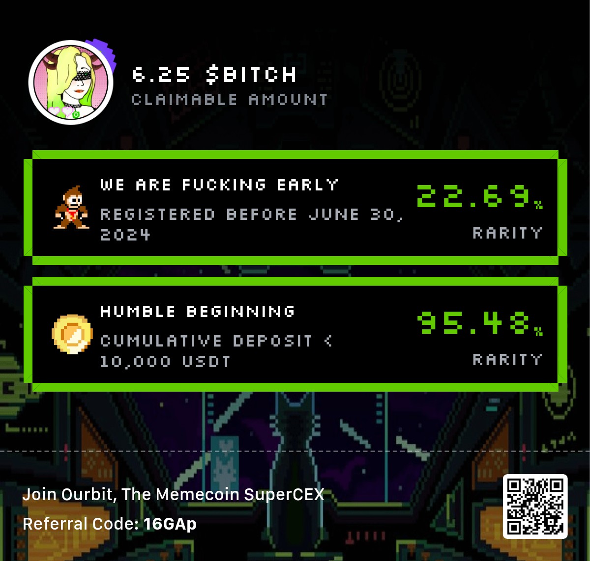 Sheee sheee sheesh

I just claimed 6.25 $BITCH tokens via the @Ourbit_Official memecoin airdrop!

Get in: ourbit.com/activity/airdr…

SuperCEX provides. Slayyy, $BITCH.
#Ourbit
 $BITCH @Ourbit_Official, memecoin, and airdrop.