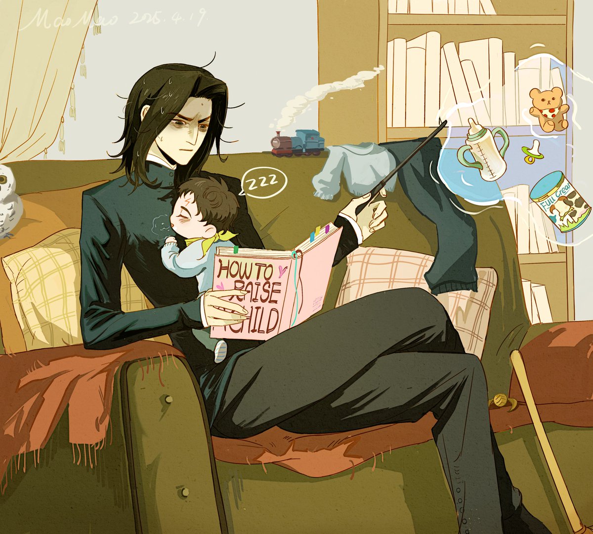 MaoMao_40032's tweet photo. How to raise a child？😰#hpss #snarry #HarryPotter https://t.co/TbBt4otns7