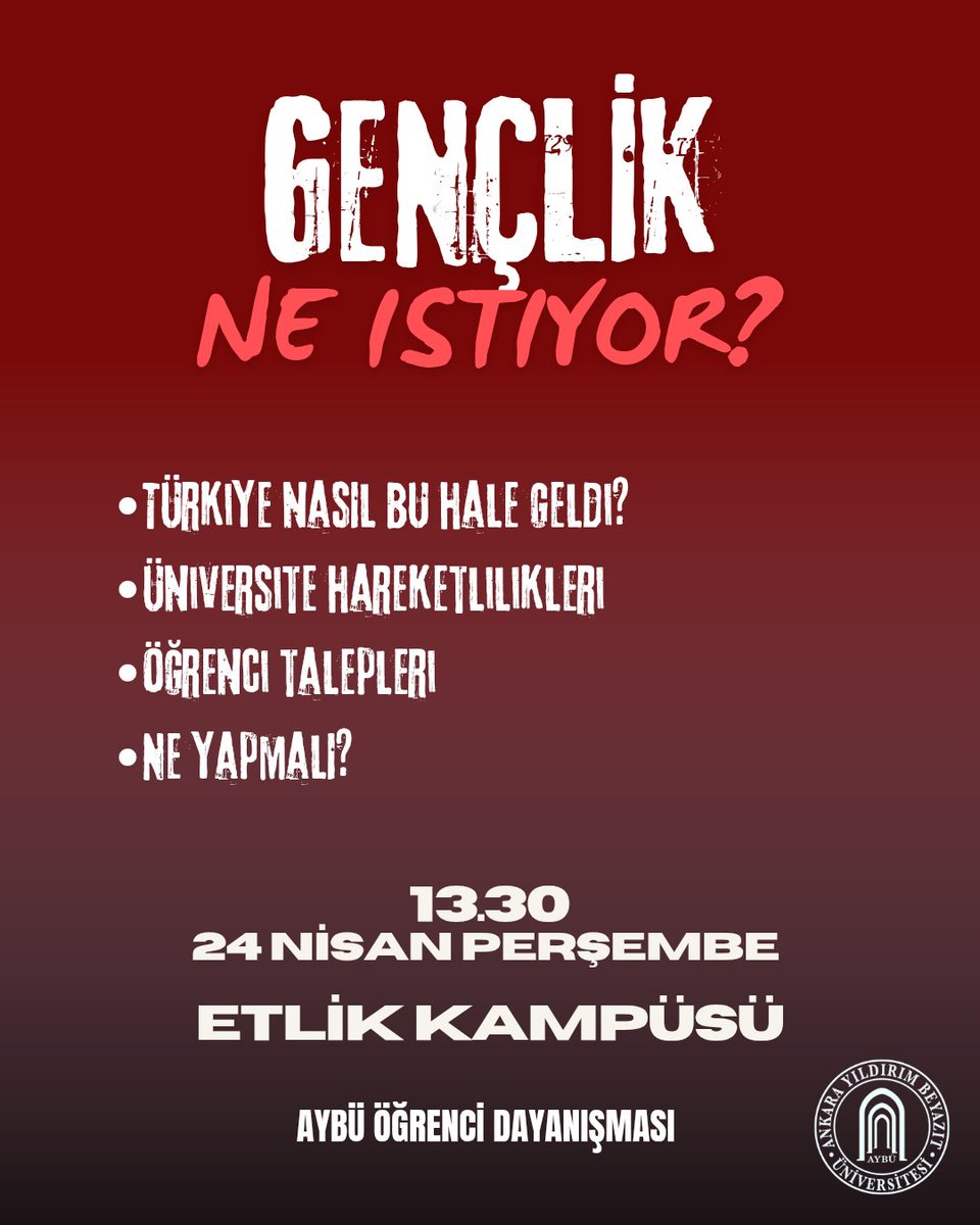 24 Nisan Perşembe 13.30'da tüm arkadaşlarımızı Etlik Kampüsü'ndeki foruma bekliyoruz.