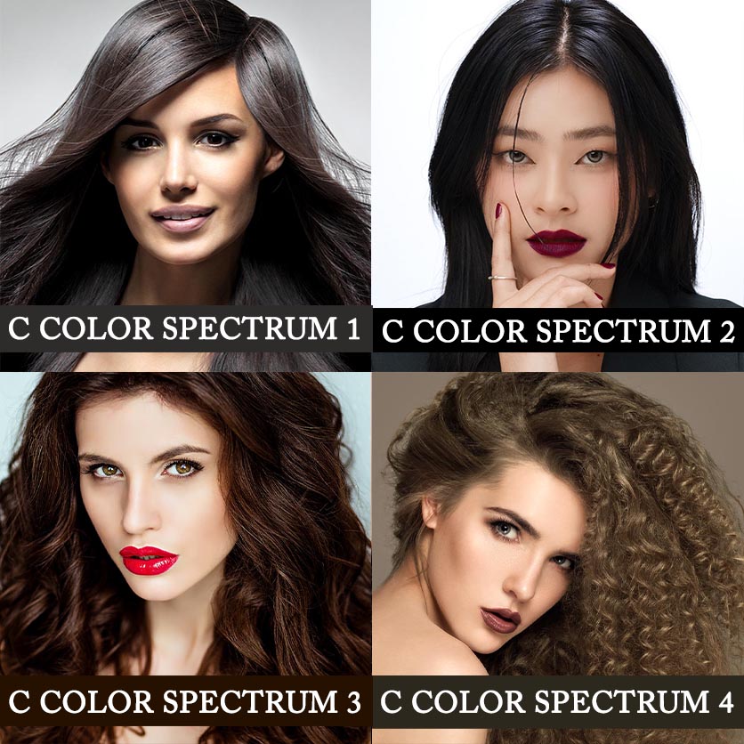 ccolorapp's tweet photo. Examples of dark black and brown hair colors for the four C Color Spectrums.

C Color Spectrum 1: Cool, Blue Ash Based Black

C Color Spectrum 2: Cool, Blue Based Black

C Color Spectrum 3: Warm, Yellow Based Dark Brown

C Color Spectrum 4: Warm, Red Earth Based Dark Brown https://t.co/mjixZBhi1j