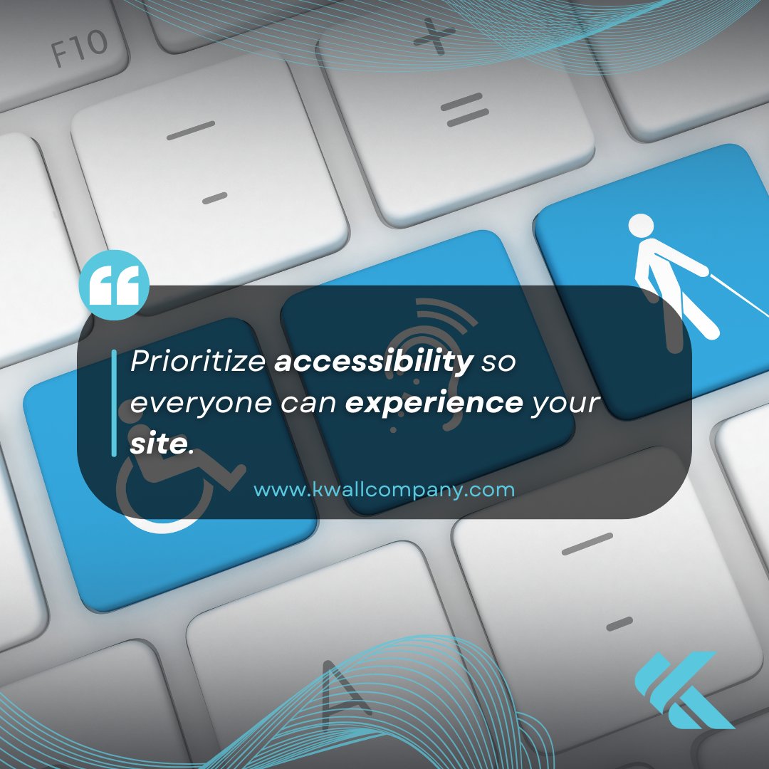 kwallcompany's tweet image. Prioritize accessibility so everyone can experience your site—because inclusive design isn&apos;t optional, it&apos;s essential. 🌐✨

🔗 Learn more: kwallcompany.com

#WebAccessibility #InclusiveDesign #HigherEdWeb #KWALL #GovTec