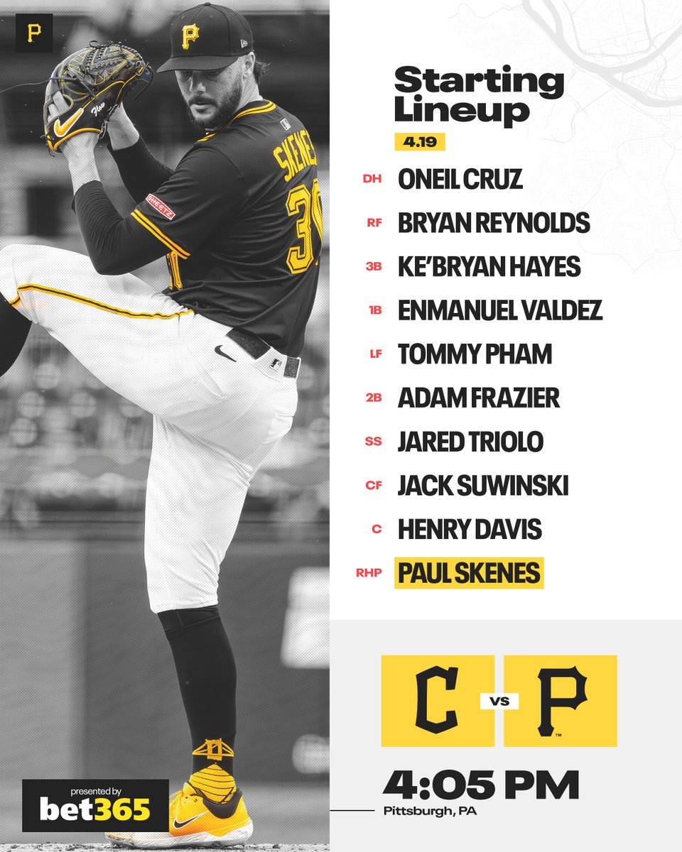 Pittsburgh Pirates (@pirates) on Twitter photo Game 2 vs. Cleveland.
📺 <a href="/SNPittsburgh/">SportsNet Pittsburgh</a>
📻 <a href="/937theFan/">93.7 The Fan</a> | The PRN
#LetsGoBucs x <a href="/bet365_us/">bet365 US</a> Game 2 vs. Cleveland.
📺 <a href="/SNPittsburgh/">SportsNet Pittsburgh</a>
📻 <a href="/937theFan/">93.7 The Fan</a> | The PRN
#LetsGoBucs x <a href="/bet365_us/">bet365 US</a>