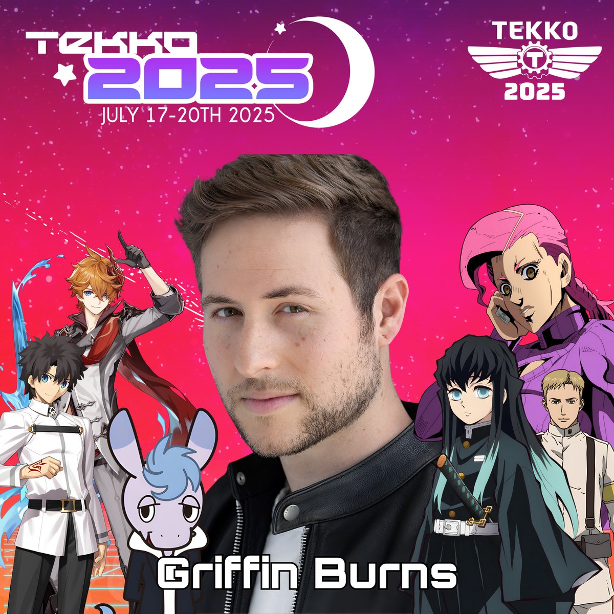 TeamTekko's tweet photo. Tekko Welcomes @TheGriffinBurns !   Primarily known for his work as Childe, Doppio, Akira, Tadano, and Muichiro.  He loves creating memes of his characters, which have caused quite the buzz on social media.   When he’s not voicing acting, he enjoys making music. Come say Hi! https://t.co/jJ9xaHr0zL