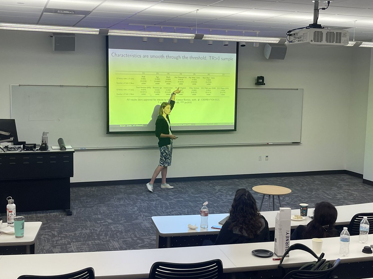Jamein P. Cunningham (@drjpcunningham) on Twitter photo Brittany Street presenting new work on credit access among formerly justice-involved entrepreneurs. <a href="/brittanyrstreet/">Brittany Street</a> <a href="/MizzouEcon/">MU Dept of Economics</a> #TxECW2025 Brittany Street presenting new work on credit access among formerly justice-involved entrepreneurs. <a href="/brittanyrstreet/">Brittany Street</a> <a href="/MizzouEcon/">MU Dept of Economics</a> #TxECW2025