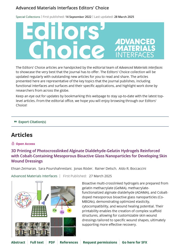 Biomaterials_Erlangen (@boccaccini_lab) on Twitter photo Many thanks to <a href="/JolkePerelaer/">Jolke Perelaer</a> Editor-in-Chief of Adv. Mater. Interfaces <a href="/AdvPortfolio/">Advanced Portfolio News</a> for highlighting our <a href="/Boccaccini_Lab/">Biomaterials_Erlangen</a> new #OpenAccess paper on 3D printing GelMA-alginate dialdehyde hydrogels containing Co-doped mesop. bioactive glass #nanoparticles➡️advanced.onlinelibrary.wiley.com/share/VKMY8WD2… Many thanks to <a href="/JolkePerelaer/">Jolke Perelaer</a> Editor-in-Chief of Adv. Mater. Interfaces <a href="/AdvPortfolio/">Advanced Portfolio News</a> for highlighting our <a href="/Boccaccini_Lab/">Biomaterials_Erlangen</a> new #OpenAccess paper on 3D printing GelMA-alginate dialdehyde hydrogels containing Co-doped mesop. bioactive glass #nanoparticles➡️advanced.onlinelibrary.wiley.com/share/VKMY8WD2…