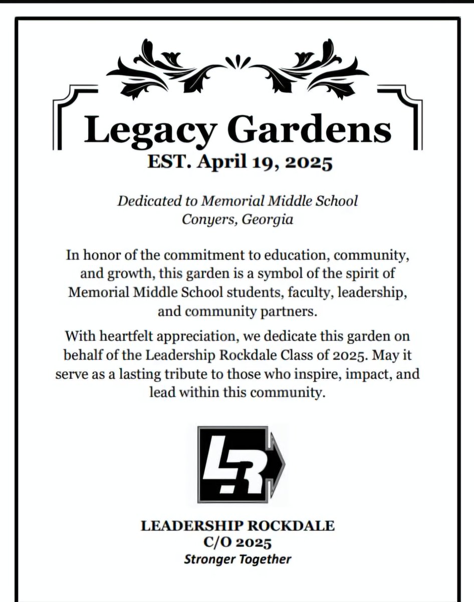 DeborahReese_07's tweet photo. Leadership Rockdale C/O 2025 completed our Legacy Project today - Legacy Gardens will forever be part of Memorial Middle School's STEM Program.. https://t.co/vHksdLST1p