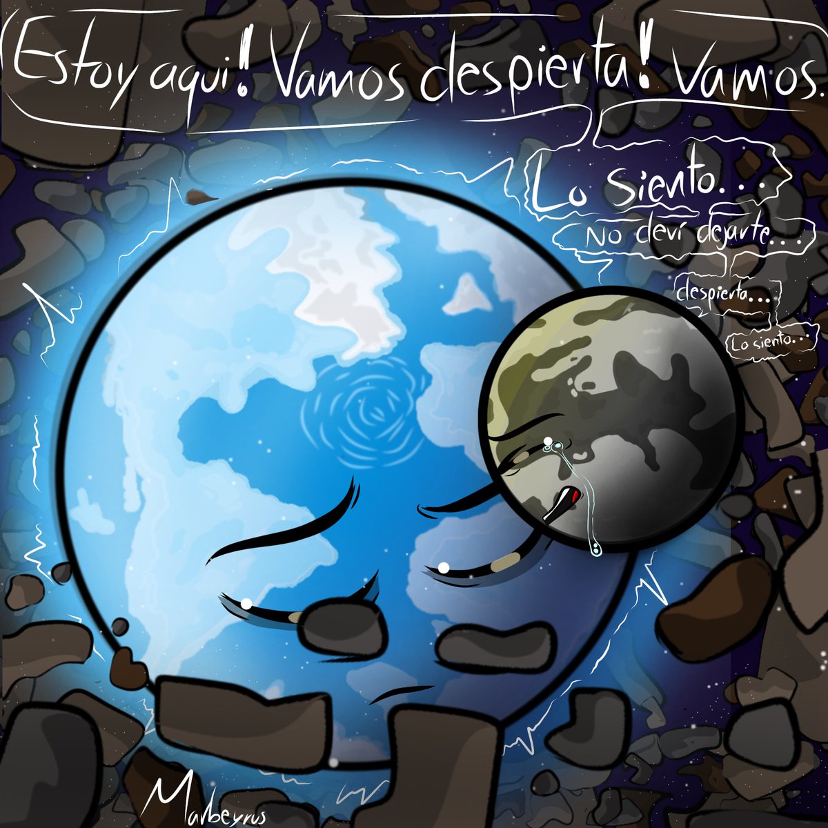 "No te vayas"🌎🌕

Luna, muy guapo y todo pero, qué te costaba quedarte con tierra :'c Yo sí quería qué se quedara a ayudarlo 

#solarballs #solarballsart