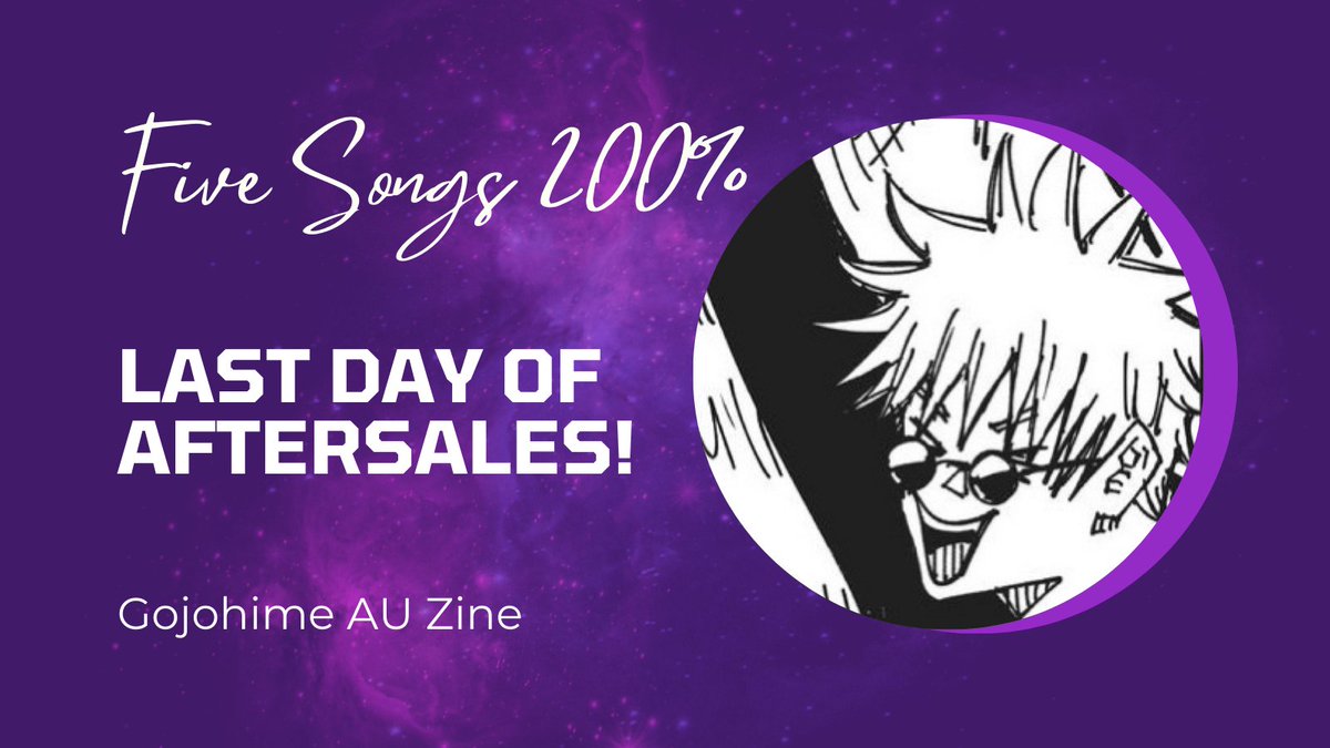 🛍 Gojohime AU zine leftover sales

Today is the FINAL DAY for Five Songs: 200% aftersales! The shop will be closed after tonight, so this is the LAST chance to snag some Gojo and Utahime merch.

🛒 gojohimeauzine.bigcartel.com

#JujutsuKaisen #JJK #gouta