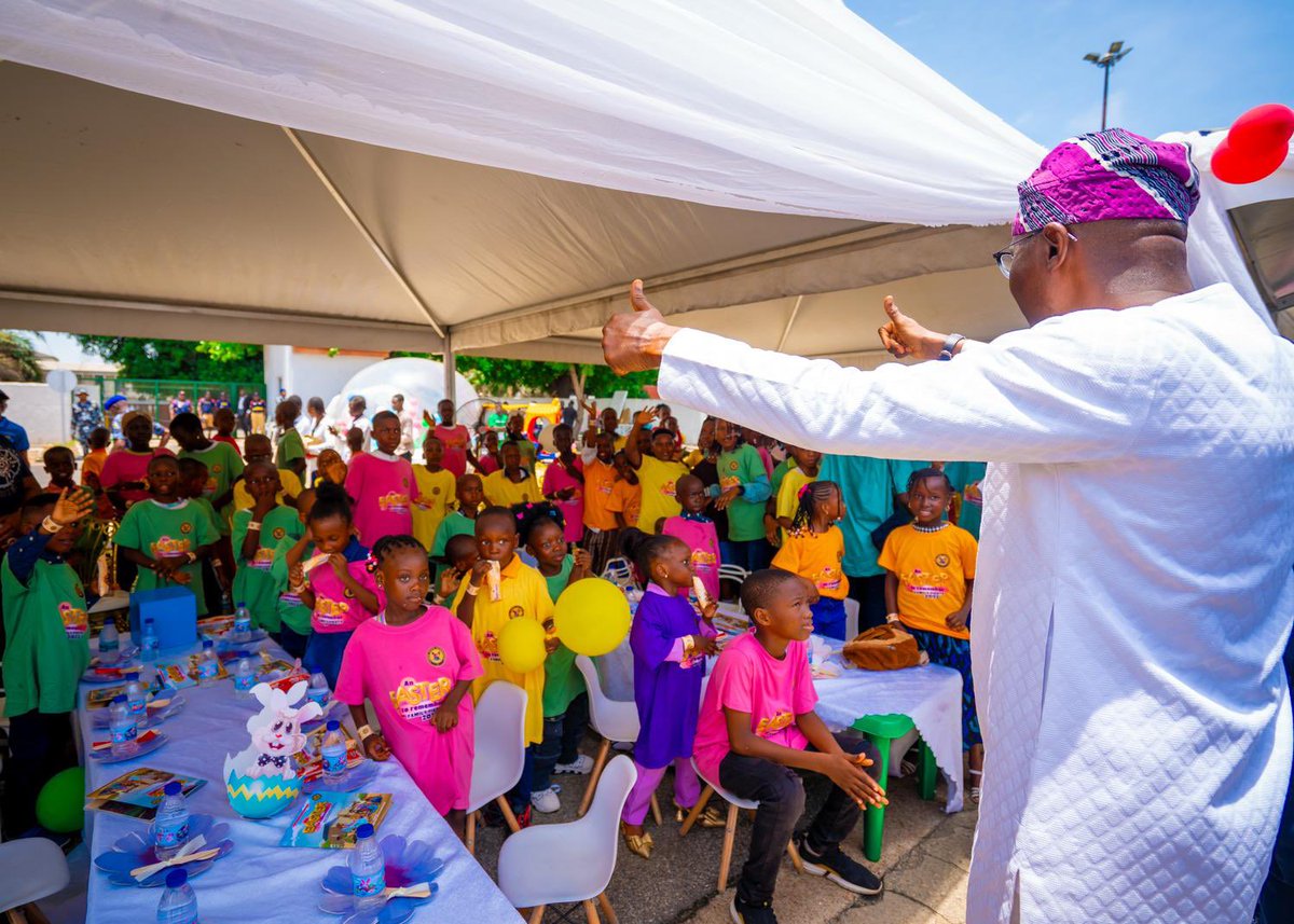 jidesanwoolu's tweet photo. Today, I enjoyed celebrating Easter with our wonderful children at Lagos House, Marina.

Their laughter, excitement and vibrant young spirits, reminded me of the importance of nurturing our future leaders and instilling in them the values of love and togetherness.

Today’s celebration is about reinforcing our commitment to the well-being of every child in Lagos. 

Together, we can build a brighter future, one filled with joy, love, and endless opportunities.