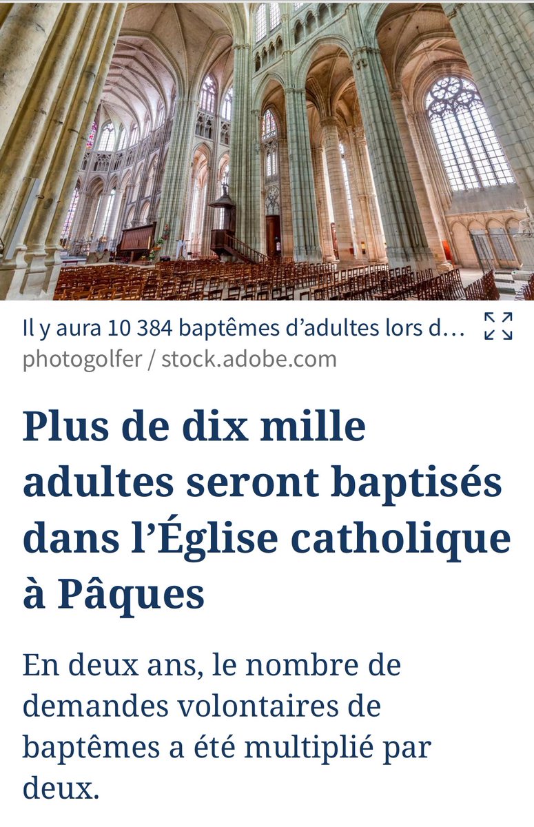 ✝️ À Pâques, des milliers de Français renouent avec la foi de nos pères !
Des églises bondées et plus de 10 000 baptêmes célébrés : partout dans le pays, une nouvelle ferveur spirituelle grandit dans le cœur des Français. 

« Le déracinement déracine tout, sauf le besoin de