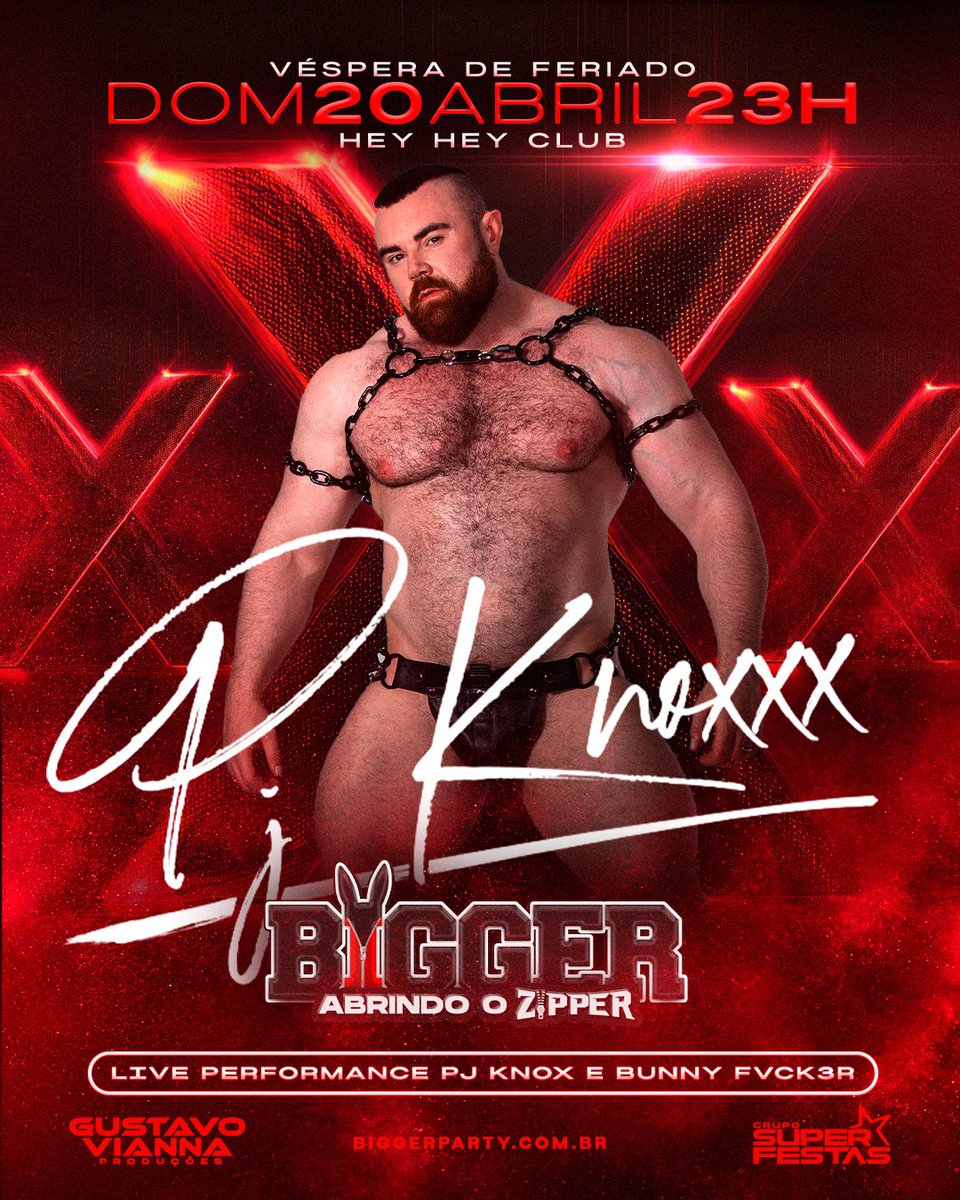 Bigger Party (@biggerparty) on Twitter photo ๐ฐ๐Feriadรฃo vamos abrir o ZIPPER na @biggerparty
DOMINGO, 20 Abril (vรฉsp feriado) 23h
๐Live Performances <a href="/PJKnoxXX/">PJ Knox</a>+ <a href="/luizbear88/">Luiz Bear ๐ฌ๐ฝ๐</a>
<a href="/Paulista20ABC/">KAIO PAULISTA</a> + <a href="/eli_barcelloss/">Eli Barcellos</a> + <a href="/pietrocrvlho/">Pietro Carvalho</a>
๐๏ธIngressos: bit.ly/BiggerParty
๐HeyHey Club, rua Marquรชs de Itu, 284๐Repรบblica SP ๐ฐ๐Feriadรฃo vamos abrir o ZIPPER na @biggerparty
DOMINGO, 20 Abril (vรฉsp feriado) 23h
๐Live Performances <a href="/PJKnoxXX/">PJ Knox</a>+ <a href="/luizbear88/">Luiz Bear ๐ฌ๐ฝ๐</a>
<a href="/Paulista20ABC/">KAIO PAULISTA</a> + <a href="/eli_barcelloss/">Eli Barcellos</a> + <a href="/pietrocrvlho/">Pietro Carvalho</a>
๐๏ธIngressos: bit.ly/BiggerParty
๐HeyHey Club, rua Marquรชs de Itu, 284๐Repรบblica SP