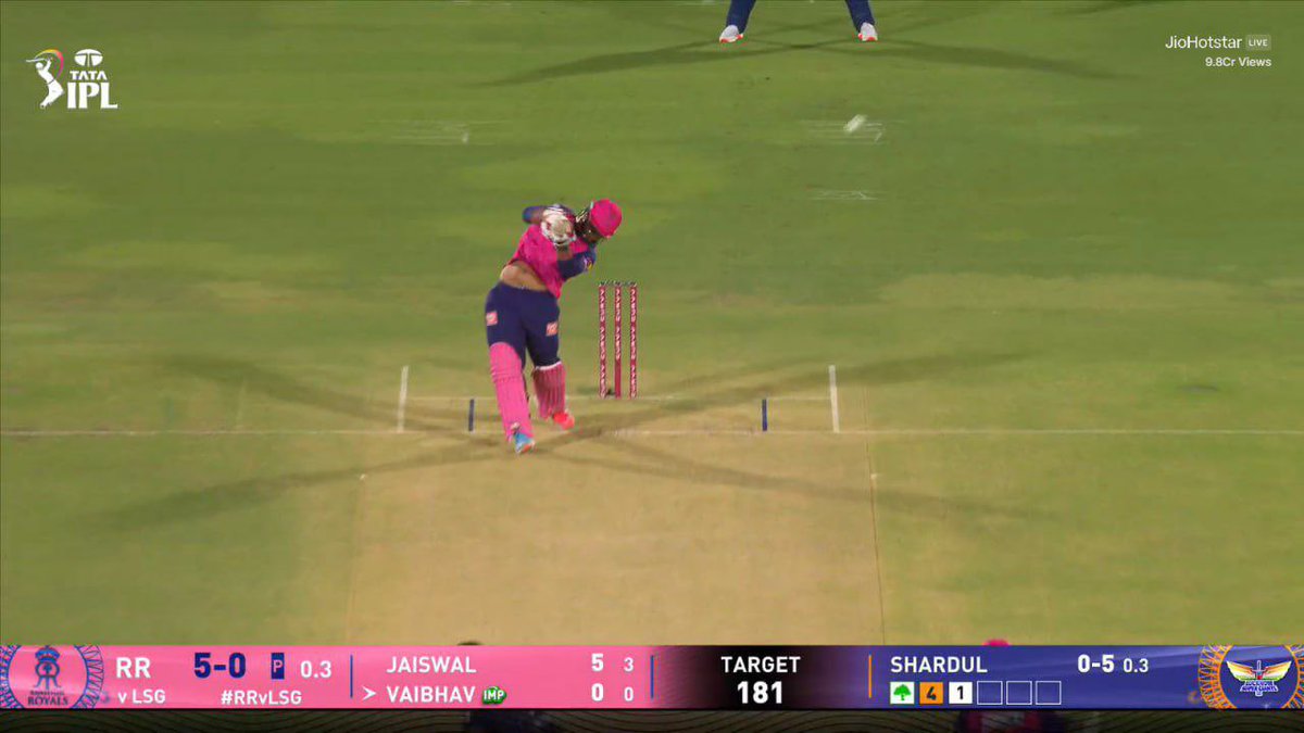 Rudthak's tweet photo. Vaibhav Suryavanshi hits six on his first ball in IPL career 🔥 https://t.co/tAgf9DFA1U