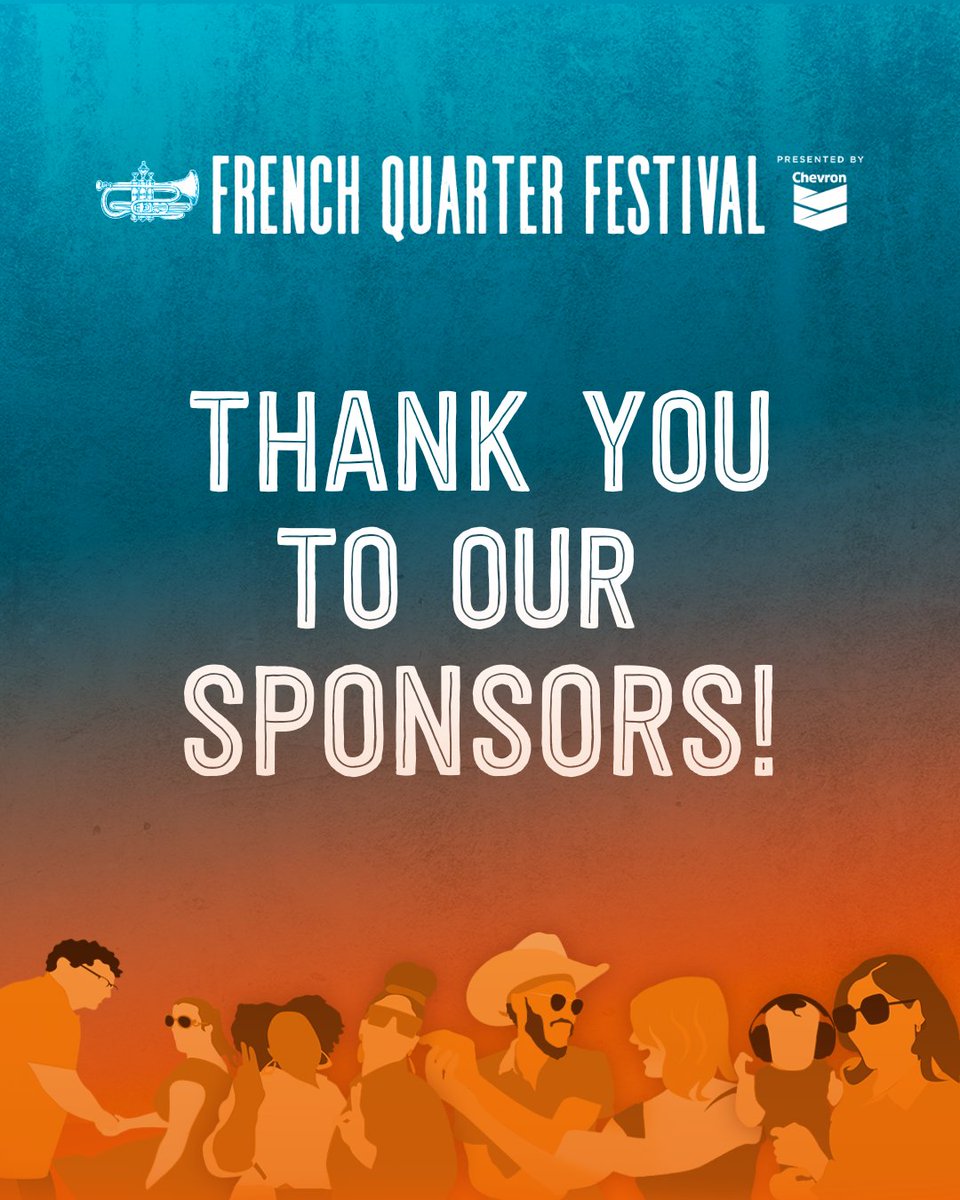 FQFestNOLA's tweet image. Our celebration of New Orleans music, food, and culture wouldn’t be possible without the unwavering support of our sponsors. Thank you for helping us create another year of memories in the heart of the French Quarter. Until we meet again! #FQFest
📧: frenchquarterfest.org/news