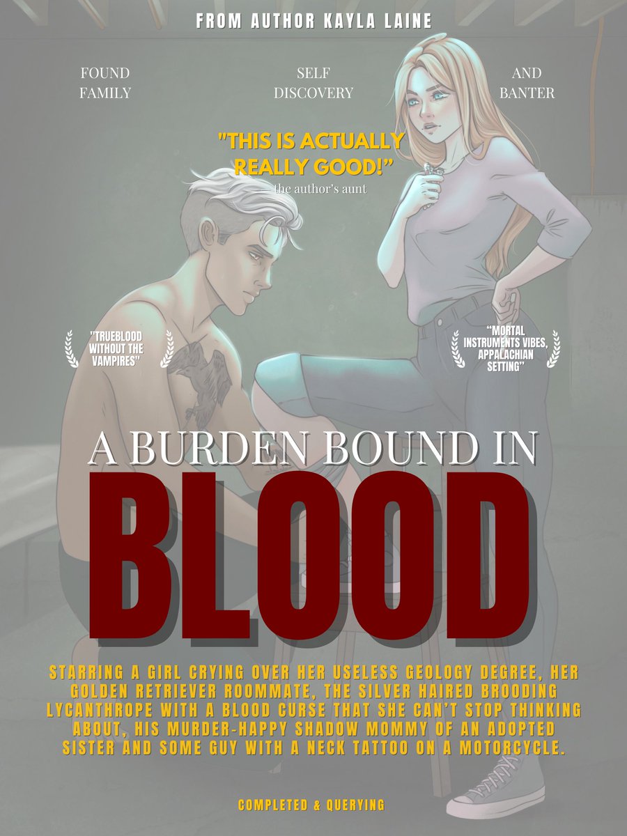 Runa expected to see several wild things bartending on New Years Eve— but a museum robbery being committed by two shapeshifters was not one of them. 

A BURDEN BOUND IN BLOOD is a completed Urban Fantasy set in Southern Appalachia. 

#PosterPitQ #F #R #NA #YA