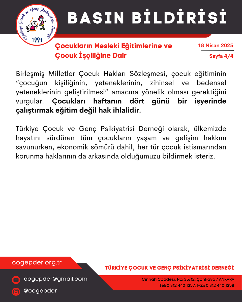 Türkiye Çocuk ve Genç Psikiyatrisi Derneği (@cogepdertr) on Twitter photo 