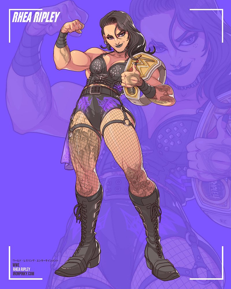 ironpinky's tweet photo. Drew Rhea Ripley for fun. Hope @RheaRipley_WWE wins the Triple Threat! #wwe #rhearipley #wrestlemania #edwinhuang https://t.co/mdVJtEXuUD