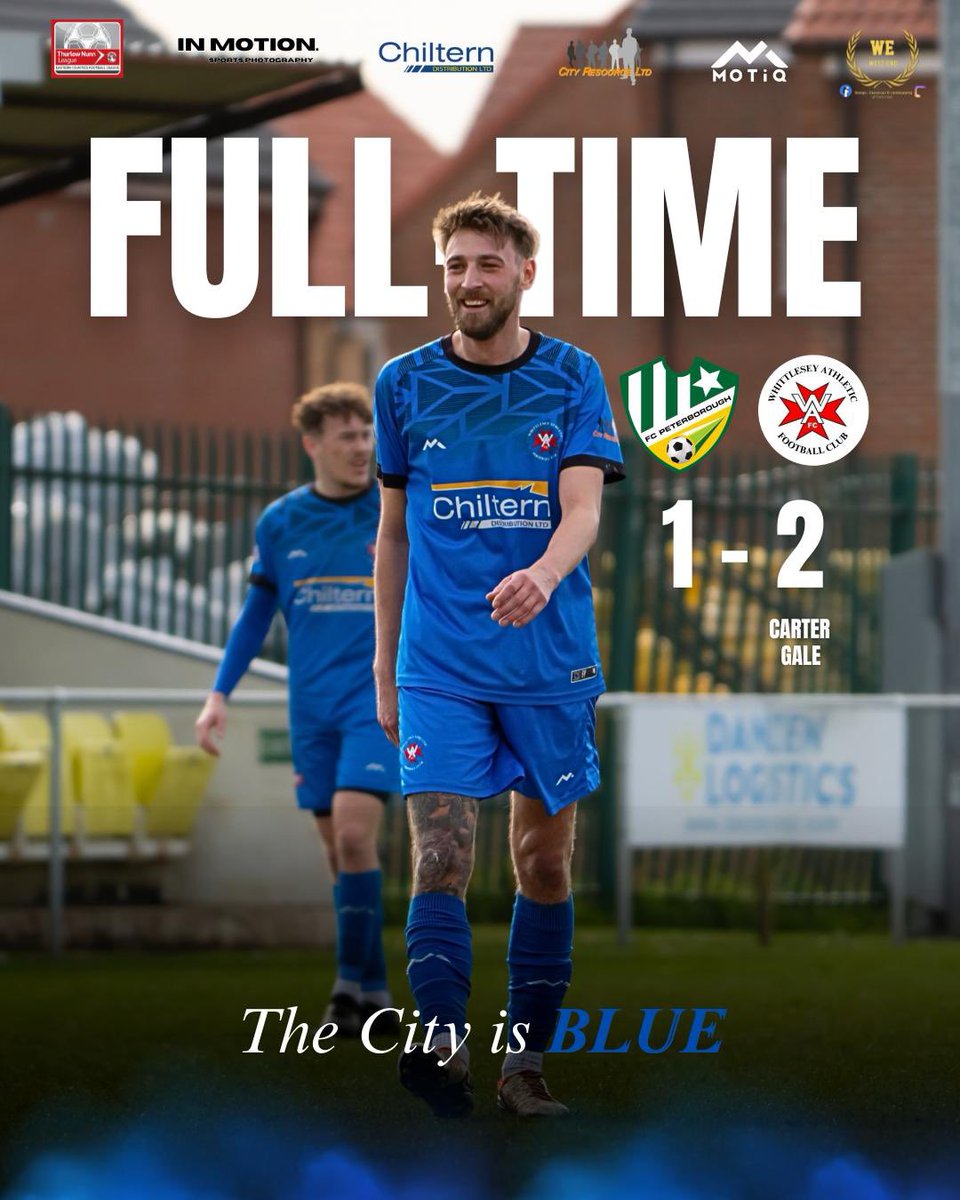 WhittleseyAthFC's tweet photo. All smiles … Victory against our local neighbours @fc_peterborough 

Goal in each half from @Tha_Carter93 &amp; @OllieAGale enough for all 3 points on the road. 

All the best in your final fixture &amp; see you again next season 🔵

#BluuuuuueArmy 👊🏻 https://t.co/3AOzIGhFyB