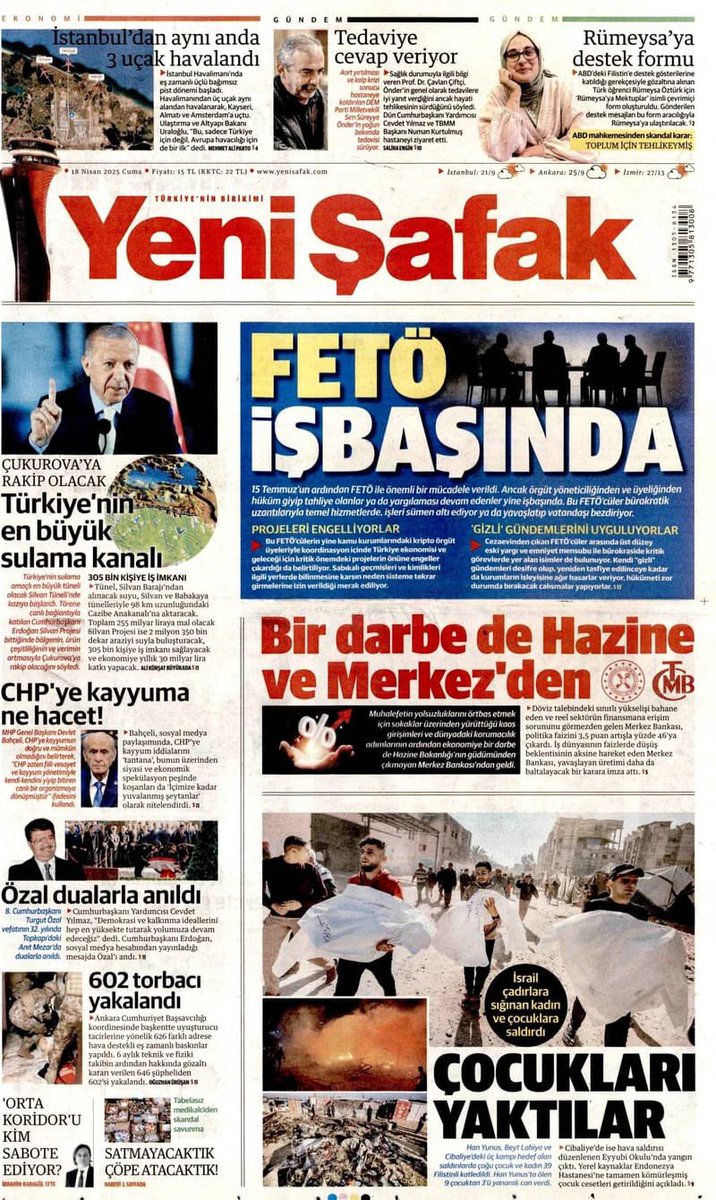 Yeni Şafak gazetesi,
manşetten son derece kritik bir konuyu Türkiye’nin gündemine taşımış, teşekkür ediyoruz.

Emperyalizmin aparatı olan FETÖ, son üç yıldır mevzi tutarken, renk değiştirip kripto biçimde dolaştığı her cemaate sızdı. 
Elbette her fikrî düşüncenin, her siyasal